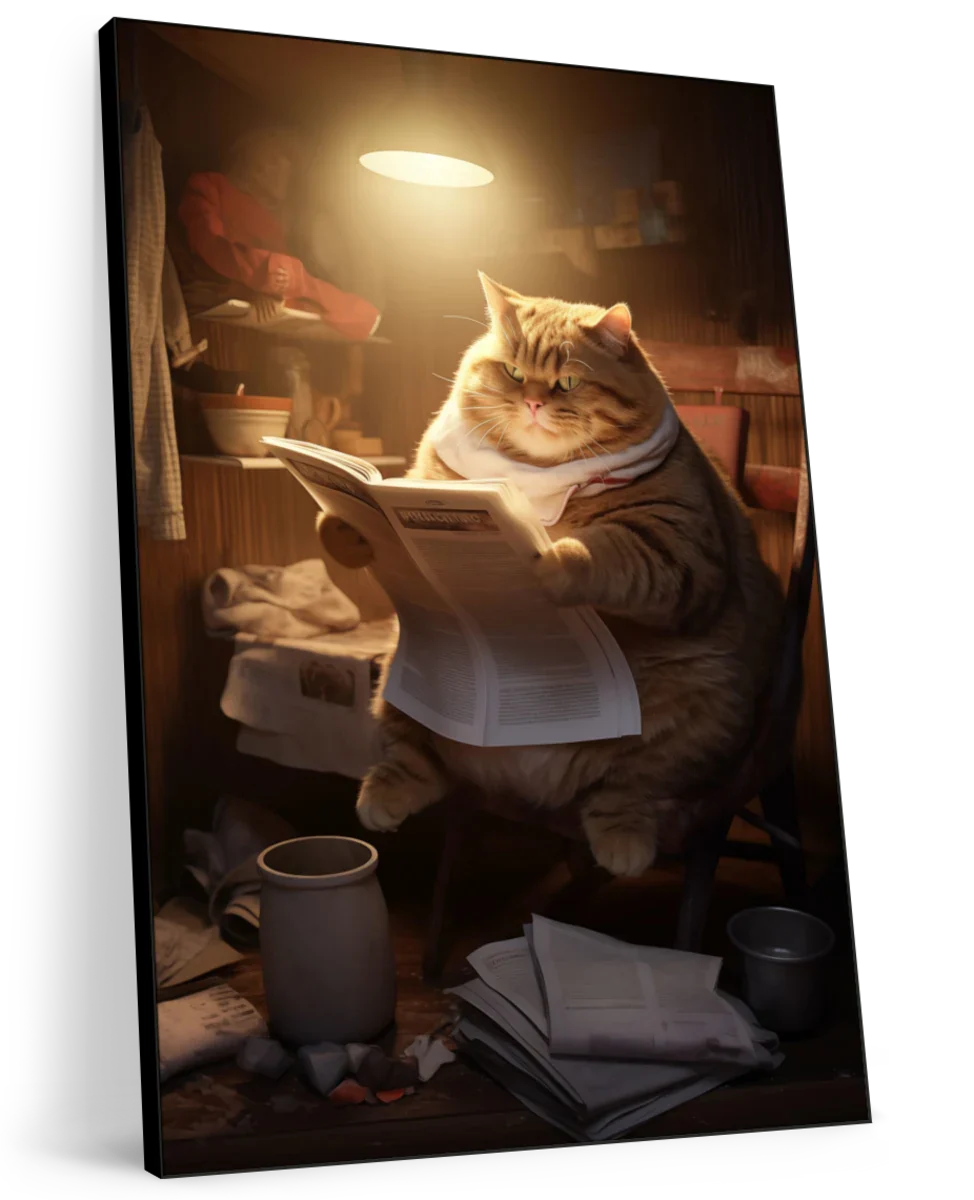 Frendorf | Fette faule Katze lesende Wandkunst