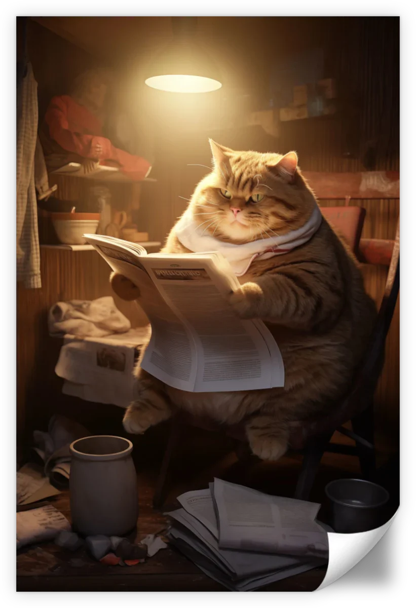Frendorf | Fette faule Katze lesende Wandkunst