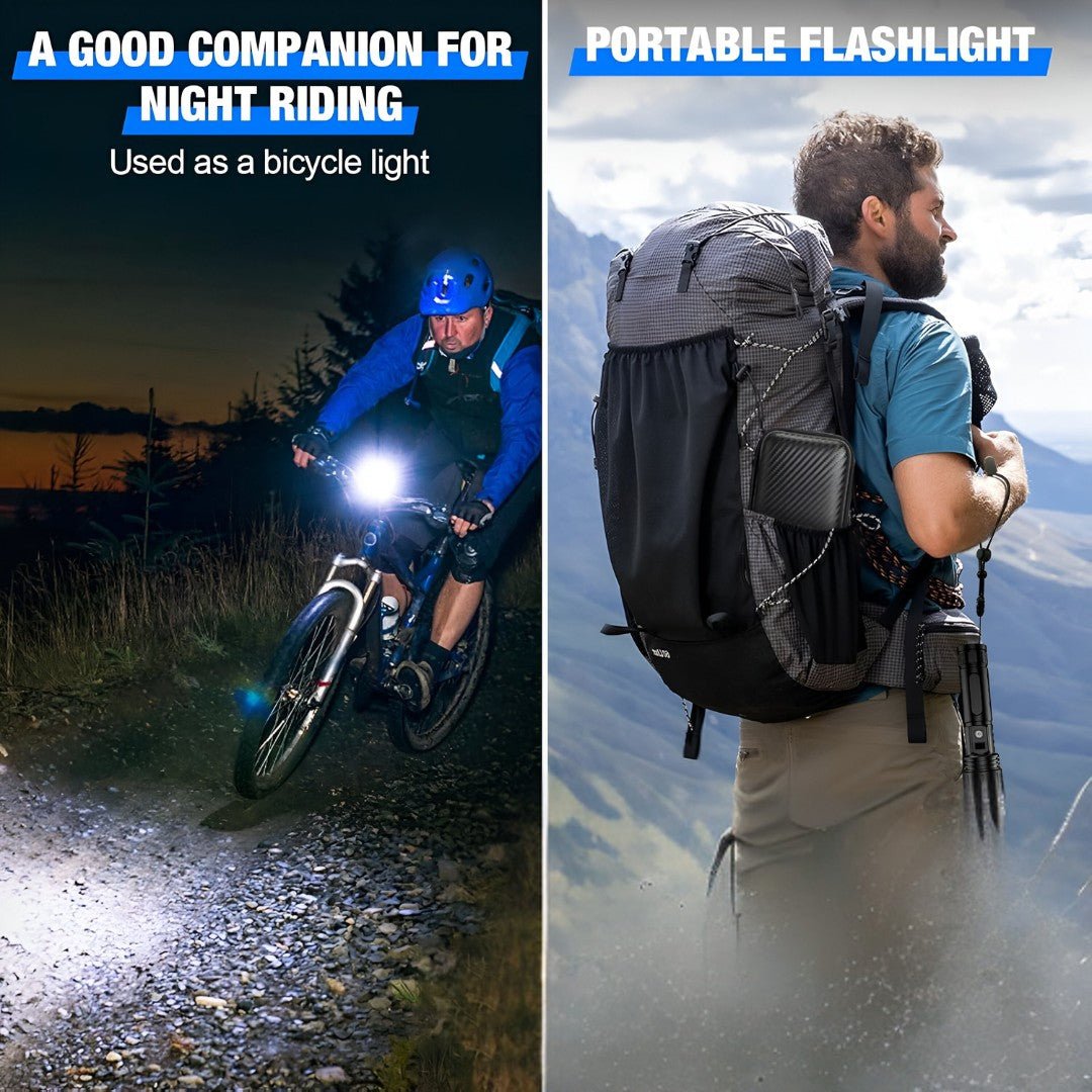 Frendorf | 100.000 Lumen wiederaufladbare LED-Taschenlampe | Wasserdicht, stoßfest & ideal für Wandern, Notfälle & Stromausfälle