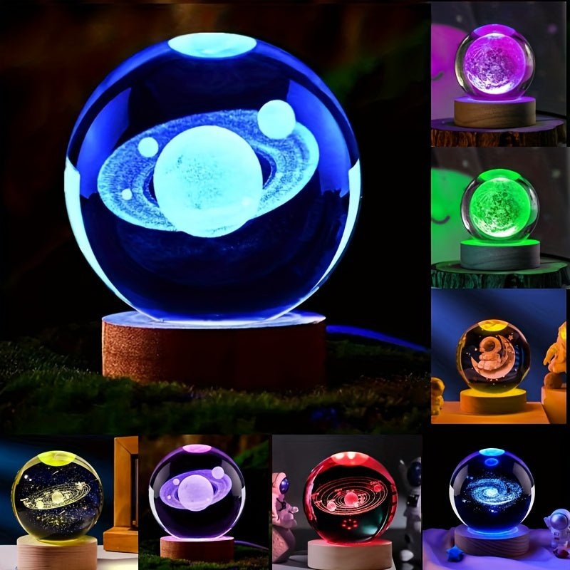 Frendorf | Lumisphere Nachttischlampe mit Holzfuß für eine magische Atmosphäre