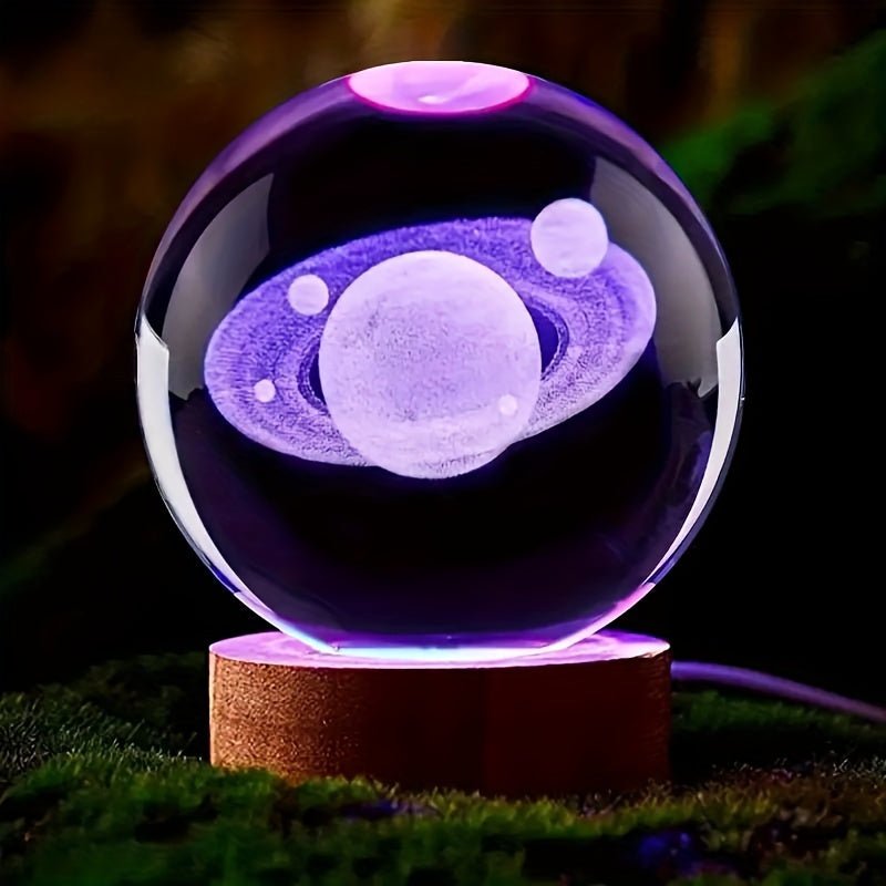 Frendorf | Lumisphere Nachttischlampe mit Holzfuß für eine magische Atmosphäre