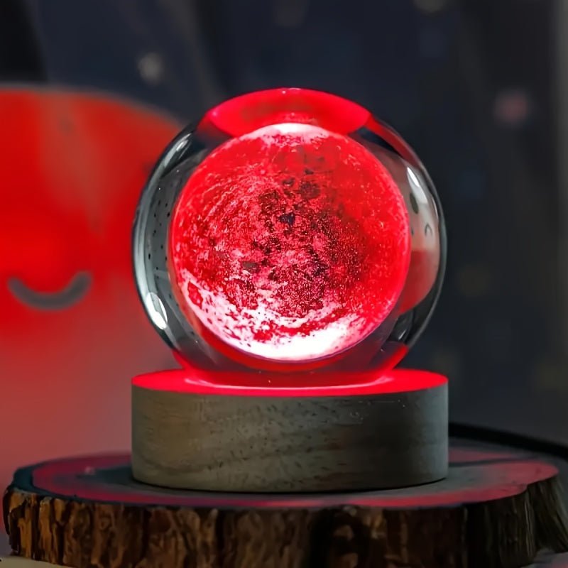 Frendorf | Lumisphere Nachttischlampe mit Holzfuß für eine magische Atmosphäre