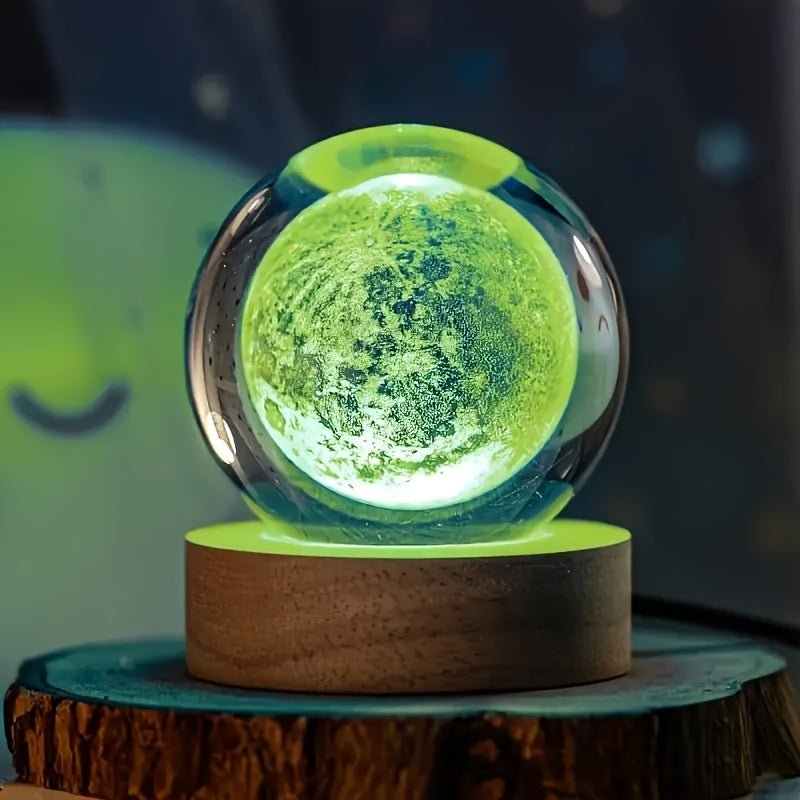 Frendorf | Lumisphere Nachttischlampe mit Holzfuß für eine magische Atmosphäre