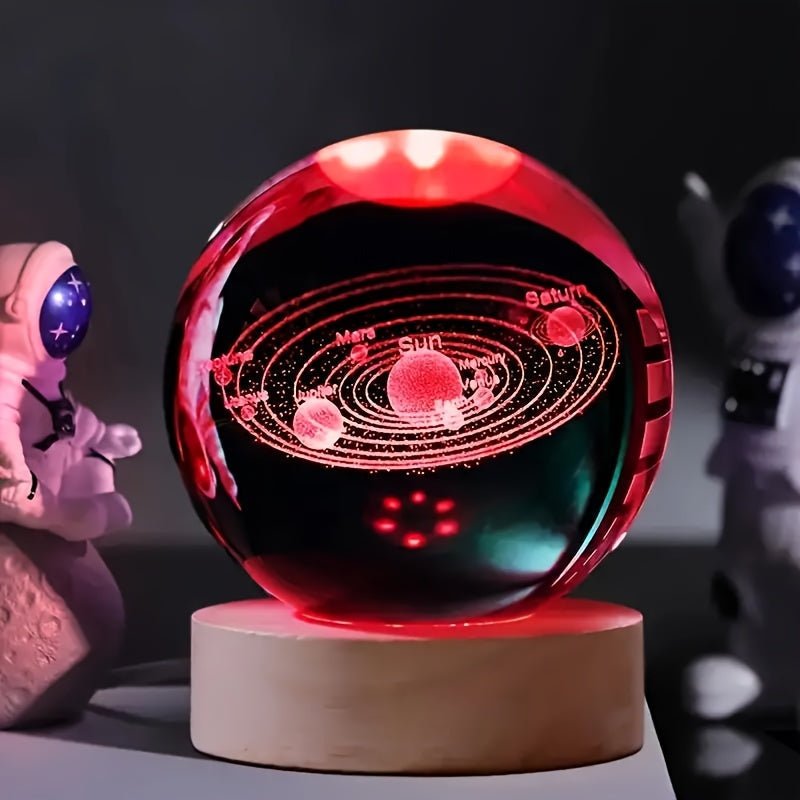 Frendorf | Lumisphere Nachttischlampe mit Holzfuß für eine magische Atmosphäre
