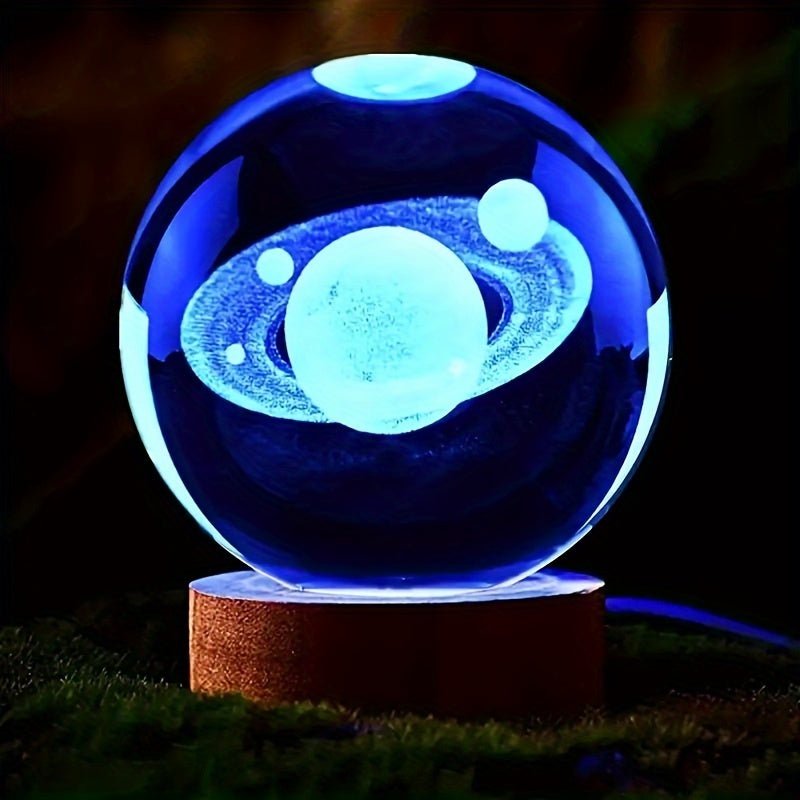 Frendorf | Lumisphere Nachttischlampe mit Holzfuß für eine magische Atmosphäre