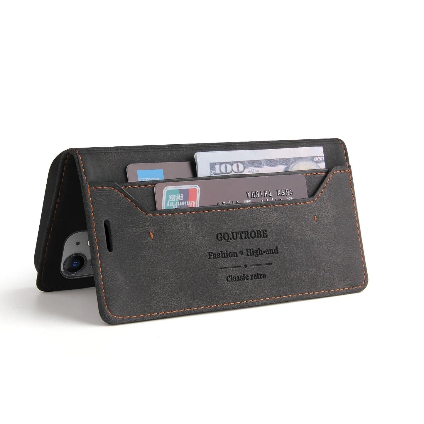 Frendorf | RFID Blockierende Magnetische iPhone Leder Flip Cover Geldbörse Hülle