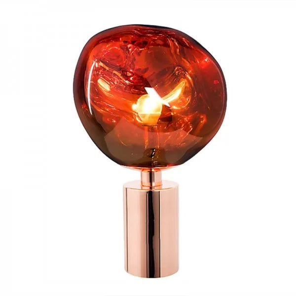 Frendorf | Meltique Moderne LED-Tischlampe | Elegantes Schmelzdesign | Stimmungslicht für Wohn- & Schlafzimmer | In Gold, Chrom & Rot erhältlich