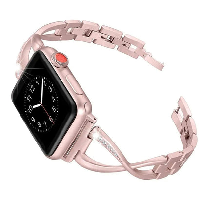 Frendorf | LuxeTwist Diamond Edelstahlband für Apple Watch Series 10 9 Ultra 1 2 – Damen Elegante Armbanduhr