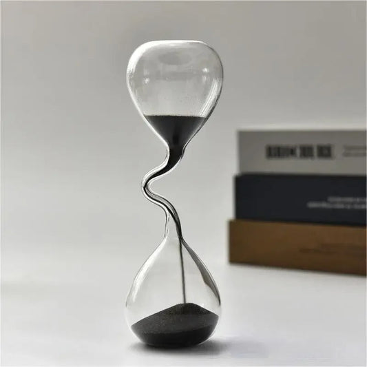 Kurvige schwarze Sanduhr | Glas