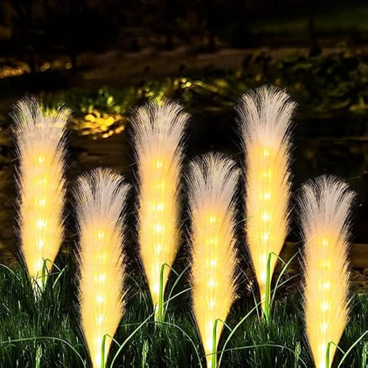 Frendorf | SolaraGlow Fiber Reed Solar Außenleuchte | Solar Gartenlampe | Wetterfest | Dekorativ & Energiesparend
