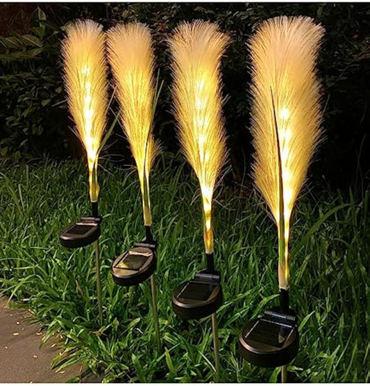 Frendorf | SolaraGlow Fiber Reed Solar Außenleuchte | Solar Gartenlampe | Wetterfest | Dekorativ & Energiesparend