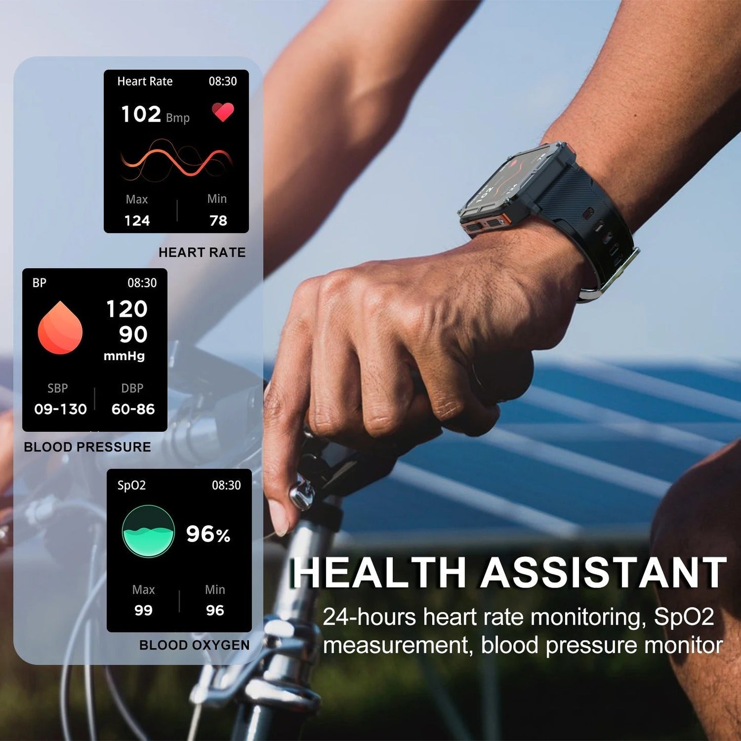 Frendorf | Herren Smartwatch – Digitale Uhr mit Fitness-Tracking, wasserdichtem Gehäuse und langer Akkulaufzeit für Arbeit und Fitness