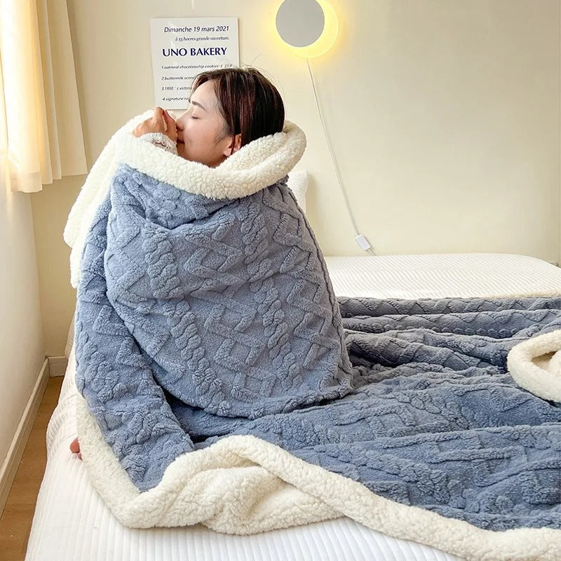 Frendorf | Luxusdecke – Warm und Bequem Lammwolldecke für den Winter