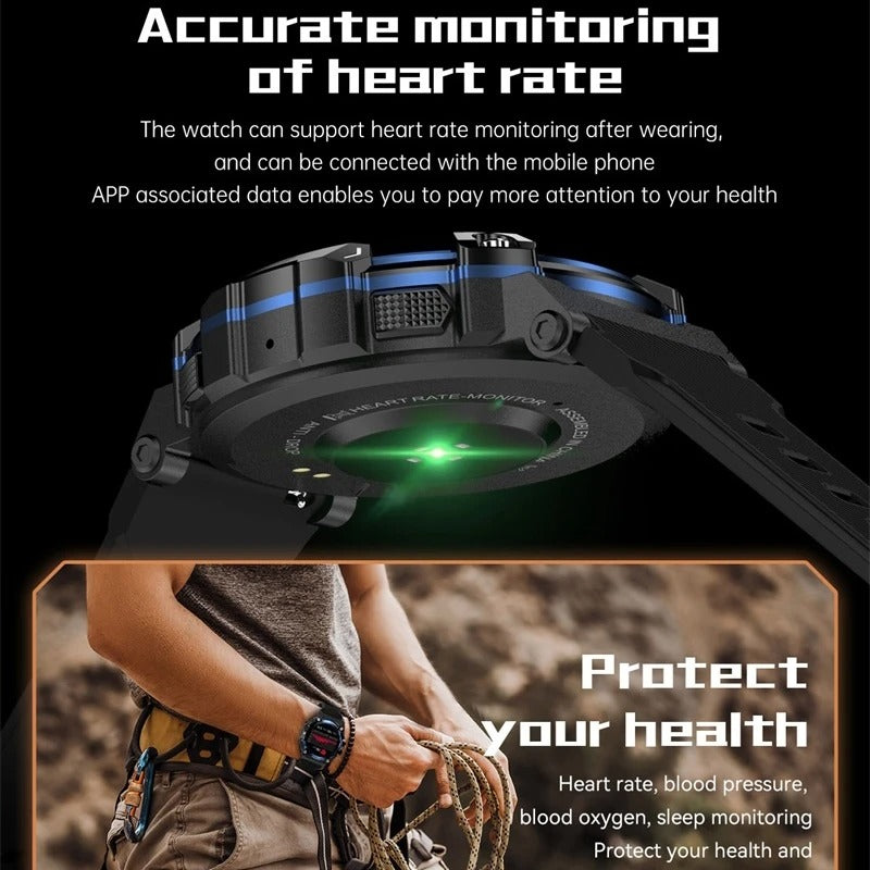 Frendorf | Titan PG Tactical Smartwatch – Robustes Militärdesign, wasserdicht, Herzmonitor und militärische Haltbarkeit