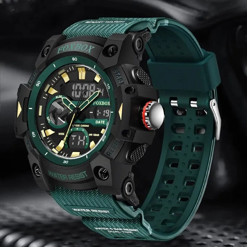 Frendorf | FoxBox: Robuste wasserdichte Chronograph Dual-Display-Uhr stoßfest