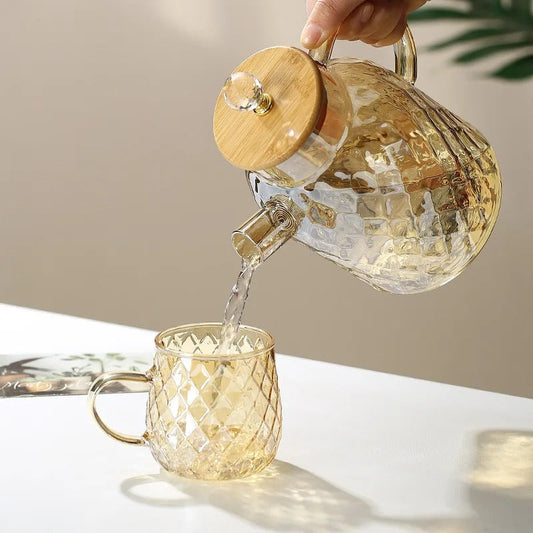 Klassische Kristall Teekanne | Glas & Holz