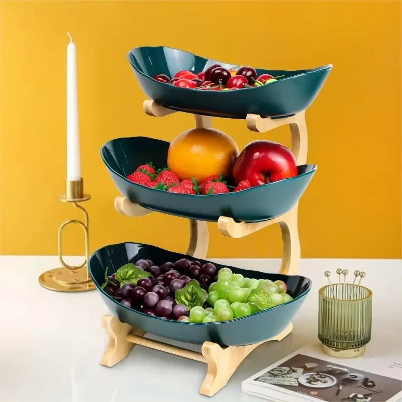 Frendorf | BambuNest – Modernes Bambus-Obstkorb mit abnehmbaren Tabletts & Mehrere Ebenen Design