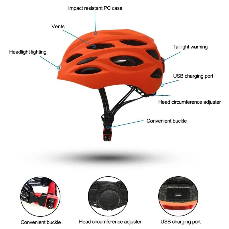 Frendorf | GLOWHELM | Beleuchteter Fahrradhelm | Helm mit Beleuchtung