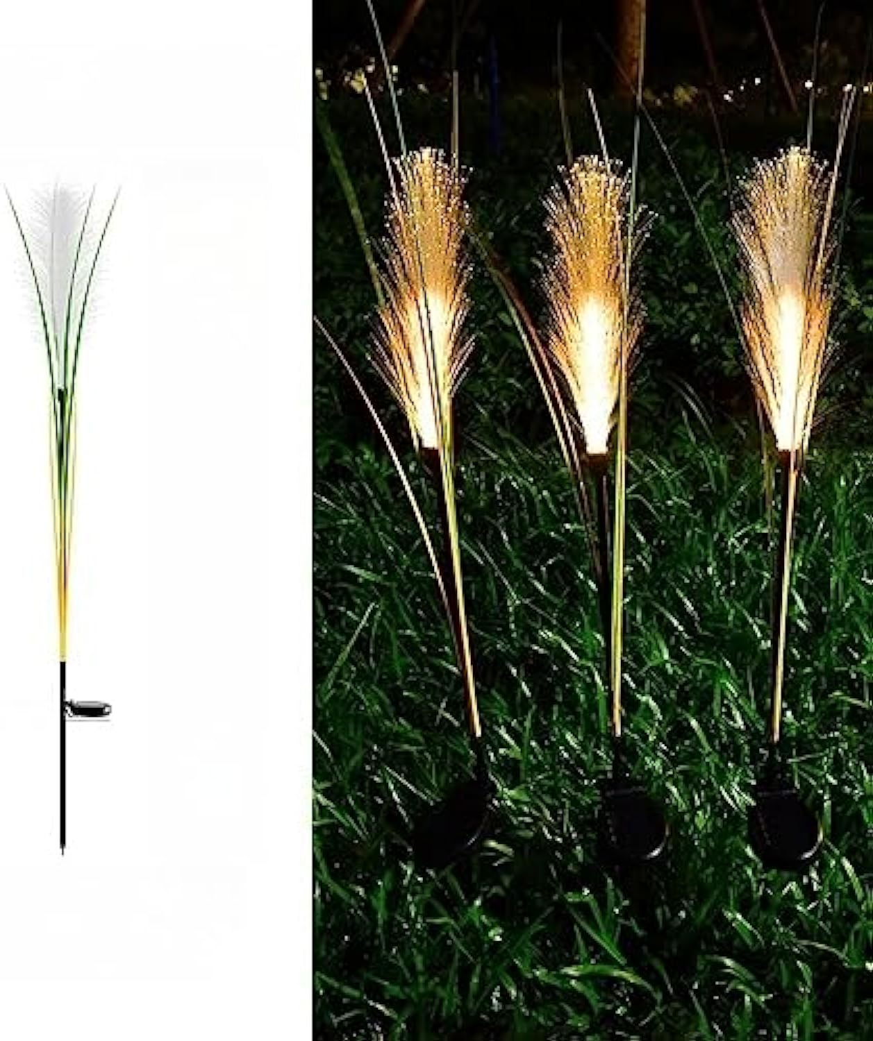 Frendorf | SolaraGlow Fiber Reed Solar Außenleuchte | Solar Gartenlampe | Wetterfest | Dekorativ & Energiesparend
