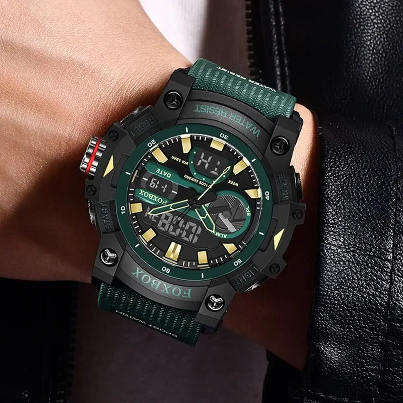 Frendorf | FoxBox: Robuste wasserdichte Chronograph Dual-Display-Uhr stoßfest