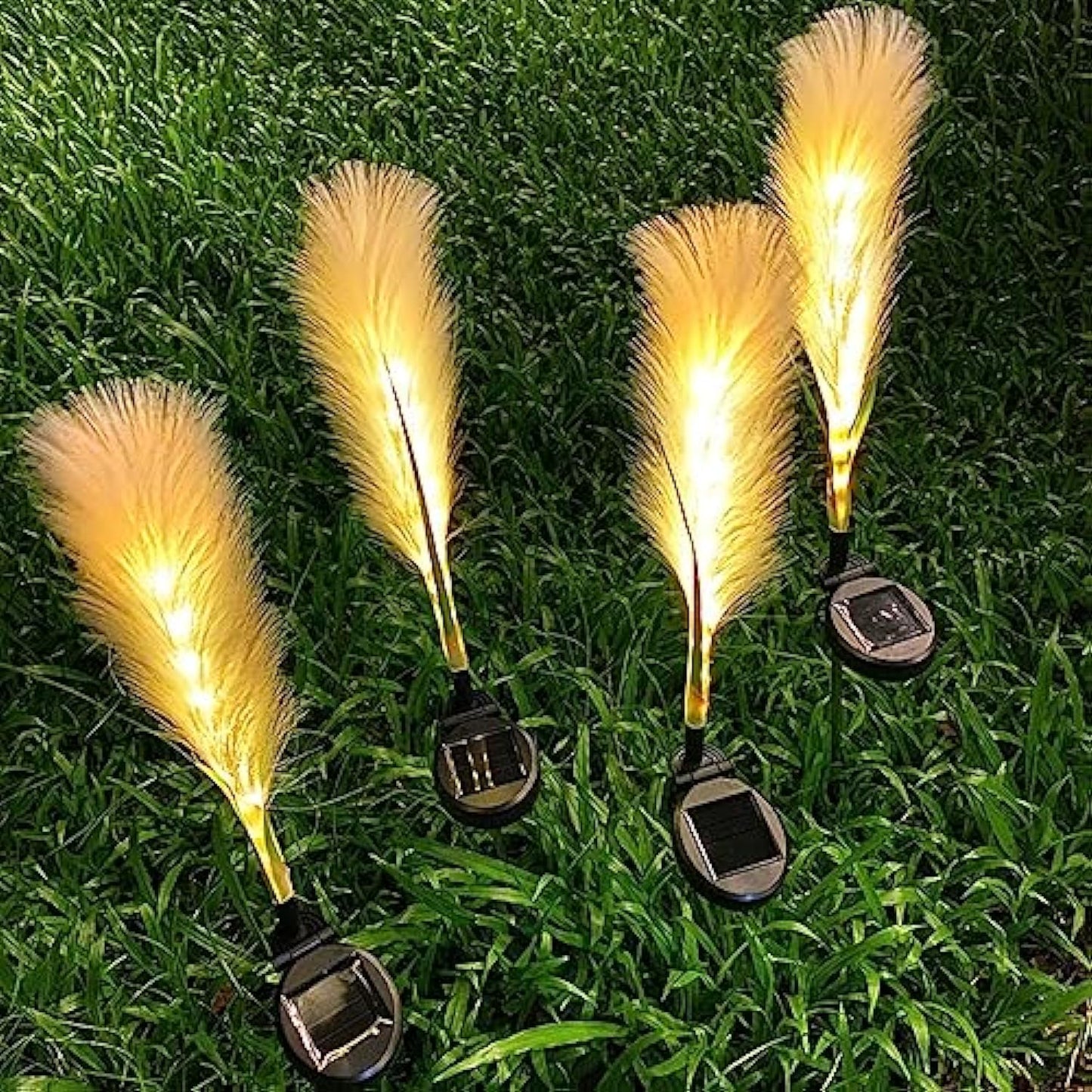 Frendorf | SolaraGlow Fiber Reed Solar Außenleuchte | Solar Gartenlampe | Wetterfest | Dekorativ & Energiesparend