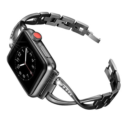 Frendorf | LuxeTwist Diamond Edelstahlband für Apple Watch Series 10 9 Ultra 1 2 – Damen Elegante Armbanduhr