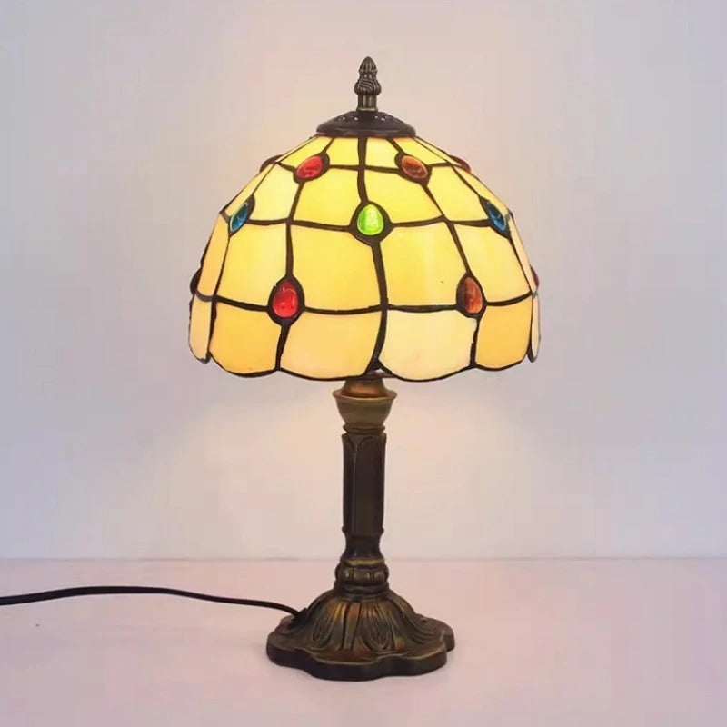 Frendorf | BaroqueGlow LED Tischlampe im Tiffany-Stil | Vintage Barock Design | Dekorative Leselampe
