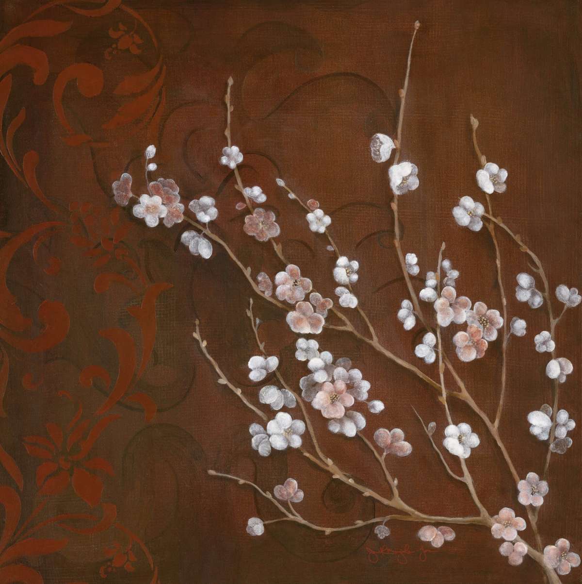 Frendorf | Kirschblüten auf Zinnober I Wandkunst