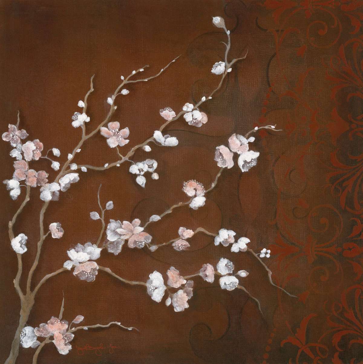 Frendorf | Kirschblüten auf Zinnober II Wandkunst