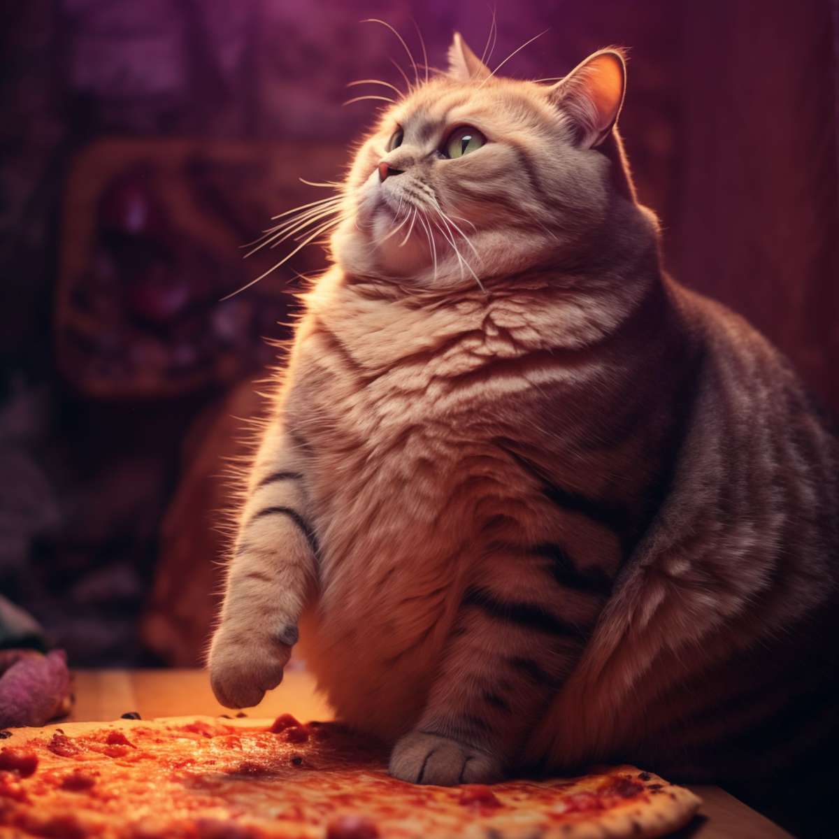 Frendorf | Fette Katze, die Pizza isst Wandkunst