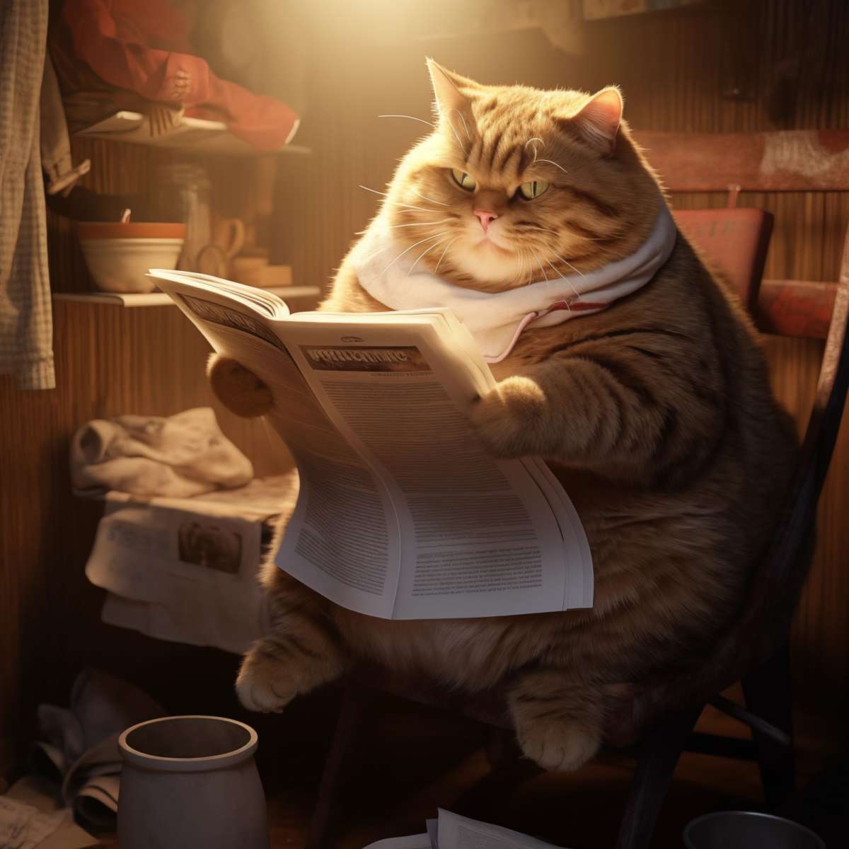 Frendorf | Fette faule Katze lesende Wandkunst