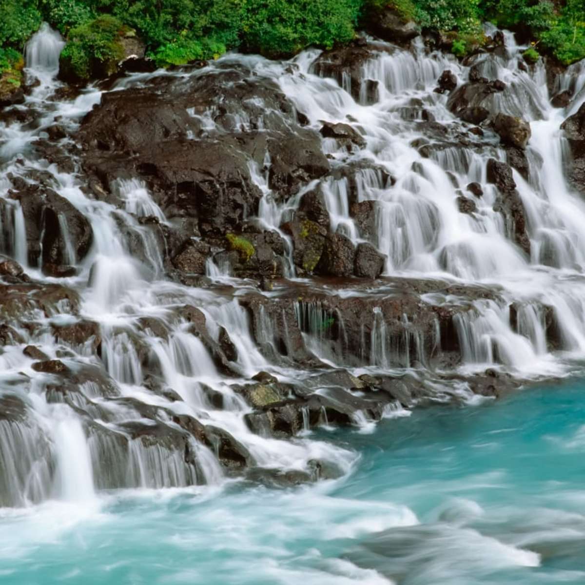 Frendorf | Hraunfossar Wasserfall in Island Wandkunst