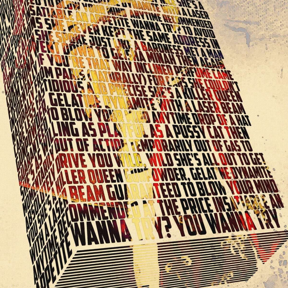 Frendorf | Killer Queen - Songtext Buch Wandkunst