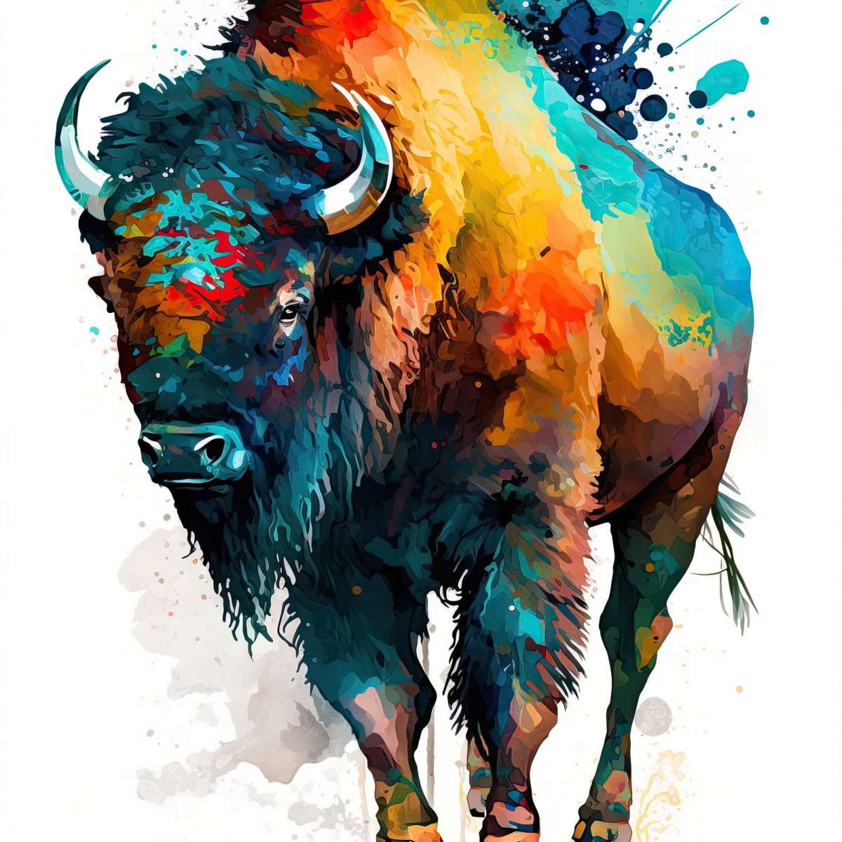 Frendorf | Majestätische Bison Aquarell Wandkunst