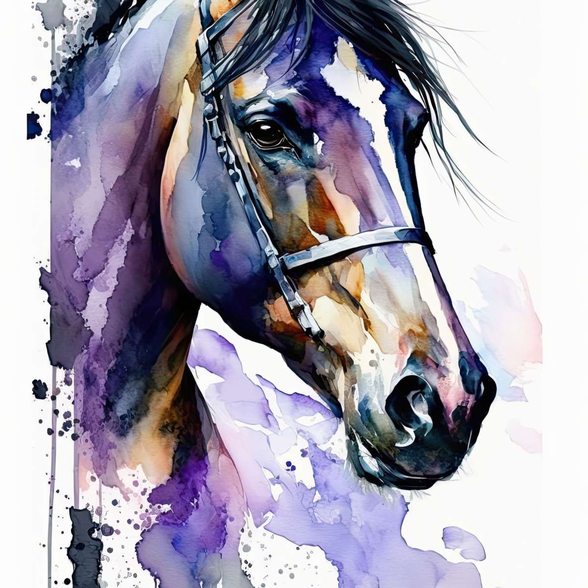 Frendorf | Lila Pferd Aquarell Wandkunst