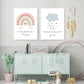 Cartoon Sonne Wolke Regenbogen Kinderzimmer Dekor-Canvas Wandkunst Druck