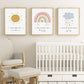 Cartoon Sonne Wolke Regenbogen Kinderzimmer Dekor-Canvas Wandkunst Druck