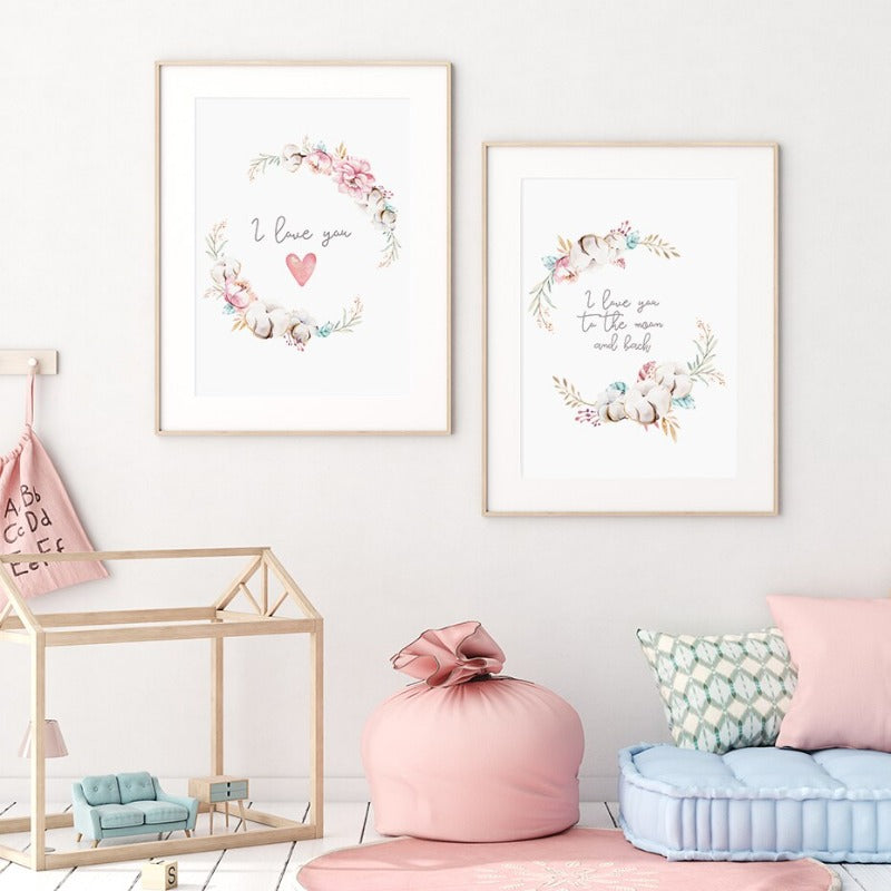 Loving Koala Mutter & Baby Girlande - Leinwand Wandkunst Druck
