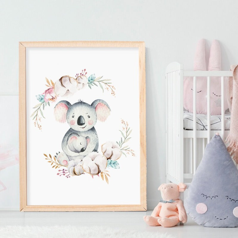Loving Koala Mutter & Baby Girlande - Leinwand Wandkunst Druck