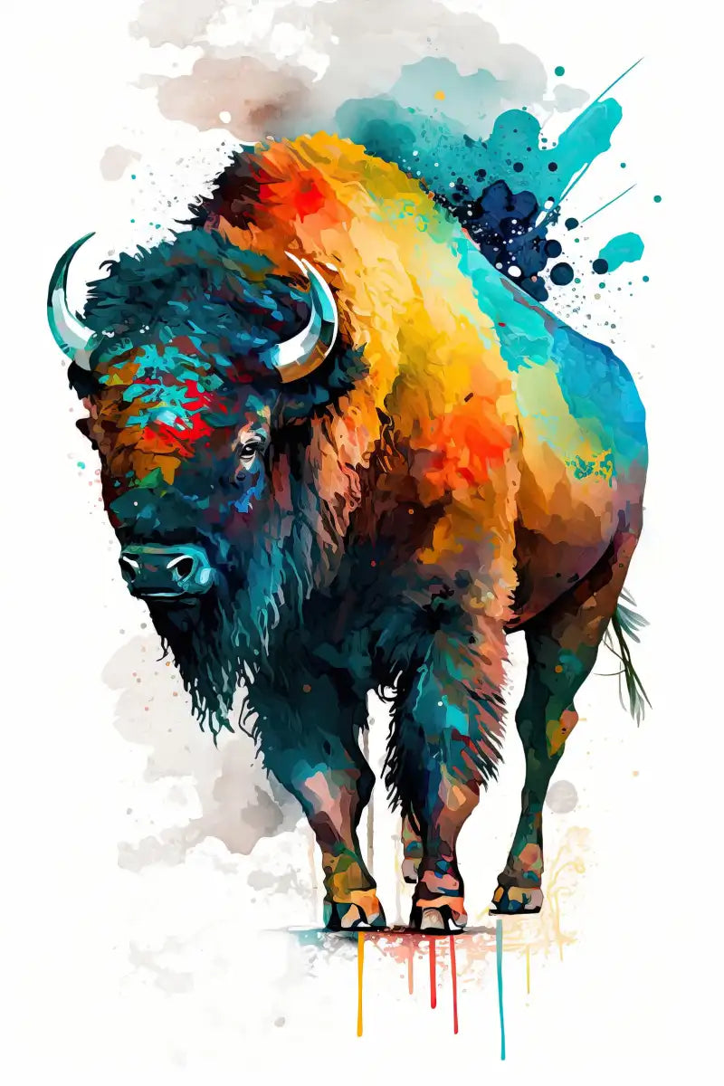 Frendorf | Majestätische Bison Aquarell Wandkunst
