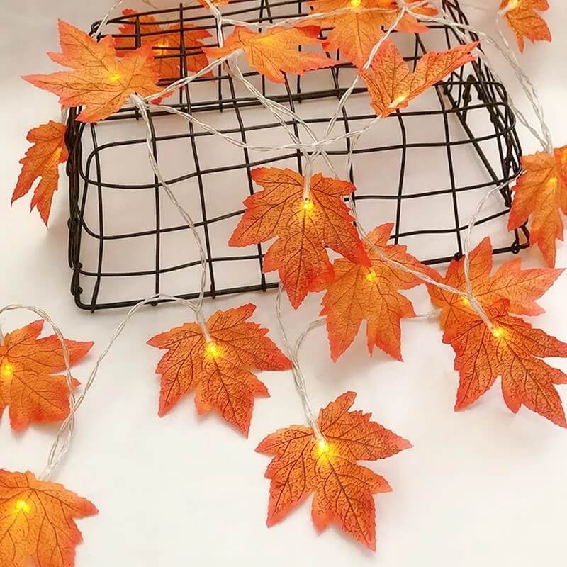 Ahornblätter Herbst Lichterketten