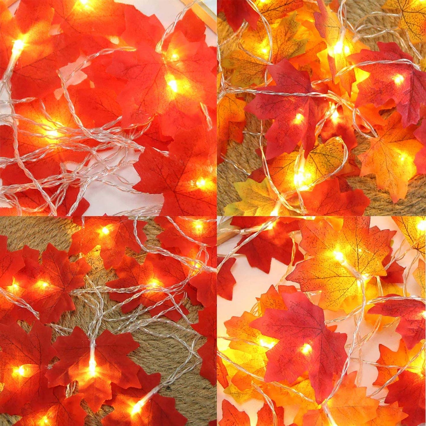 Ahornblätter Herbst Lichterketten