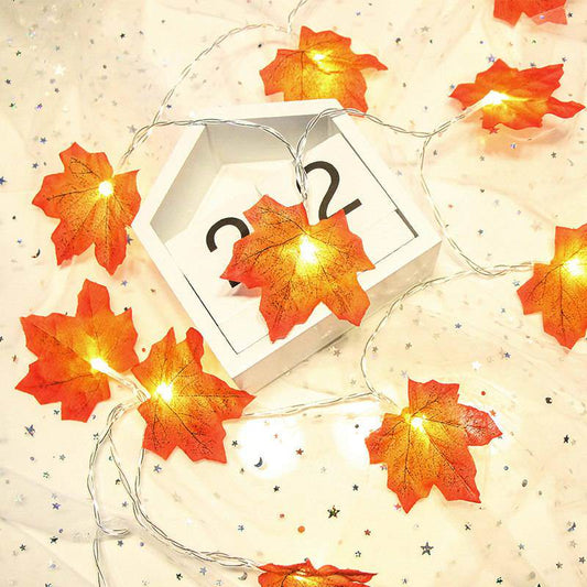 Ahornblätter Herbst Lichterketten