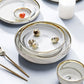 Frendorf | Marmor Keramik Teller und Schalen Set Geschirrsets Salat Dessert