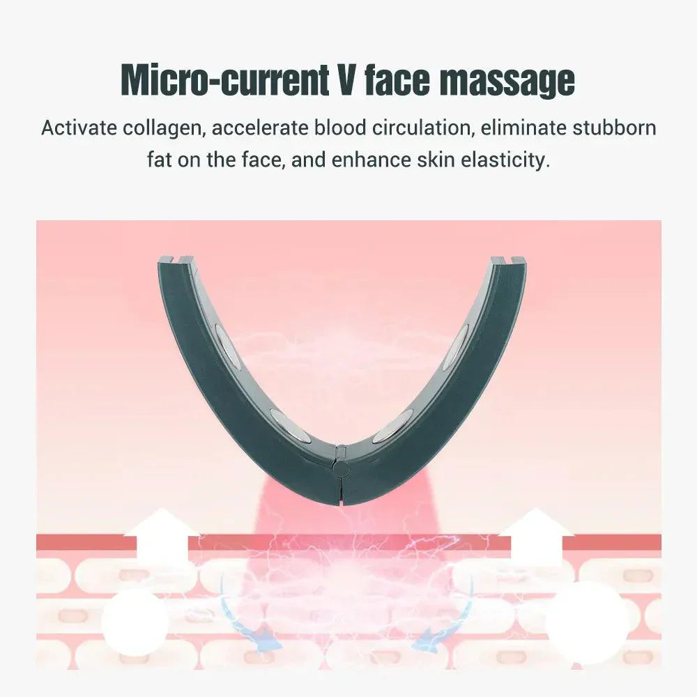 Frendorf | Microcurrent V-Gesicht Lifting Gerät 6Modi Erwärmte Hautverjüngung Doppelkinn V Gesicht Vibration Massagegerät Drahtlose Fernbedienung