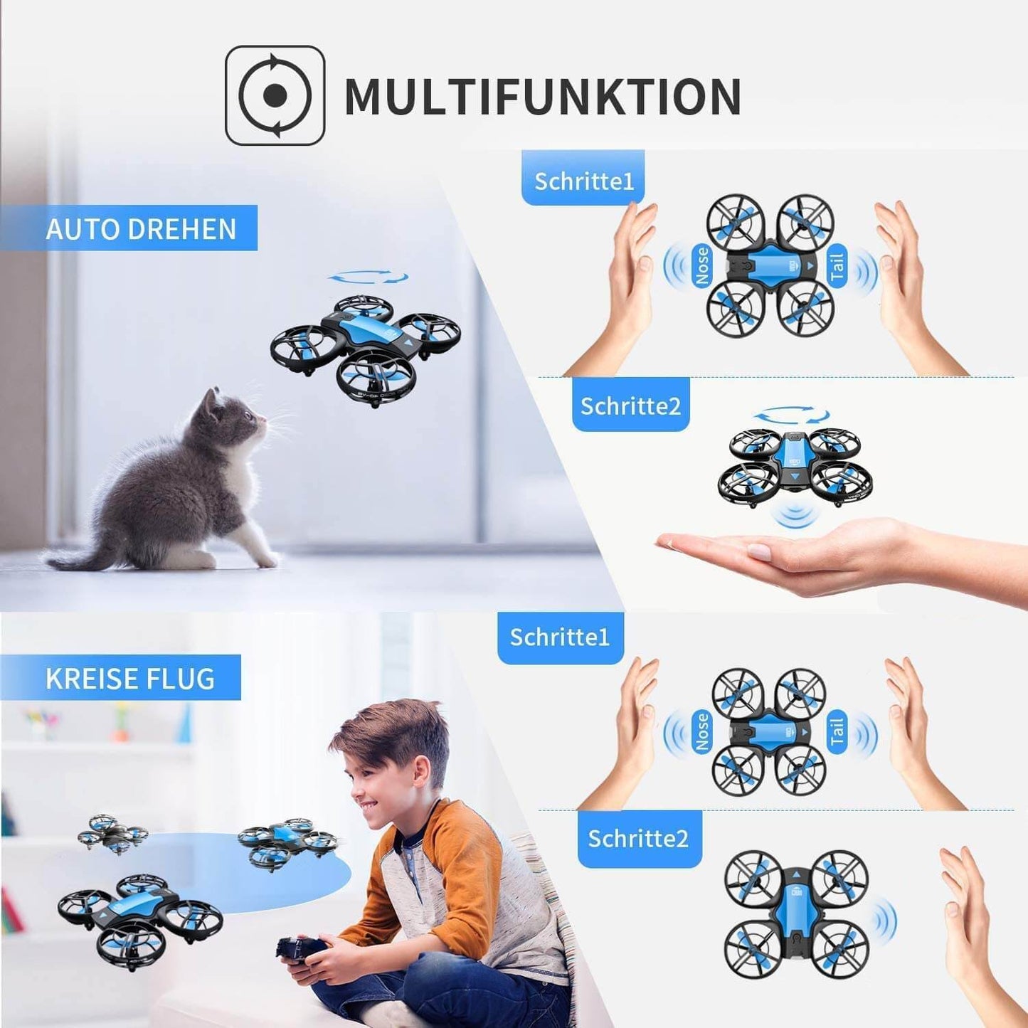 Frendorf | Kamera für Anfänger | Fliegender RC-Quadrocopter mit Gesten- und Mobilsteuerung