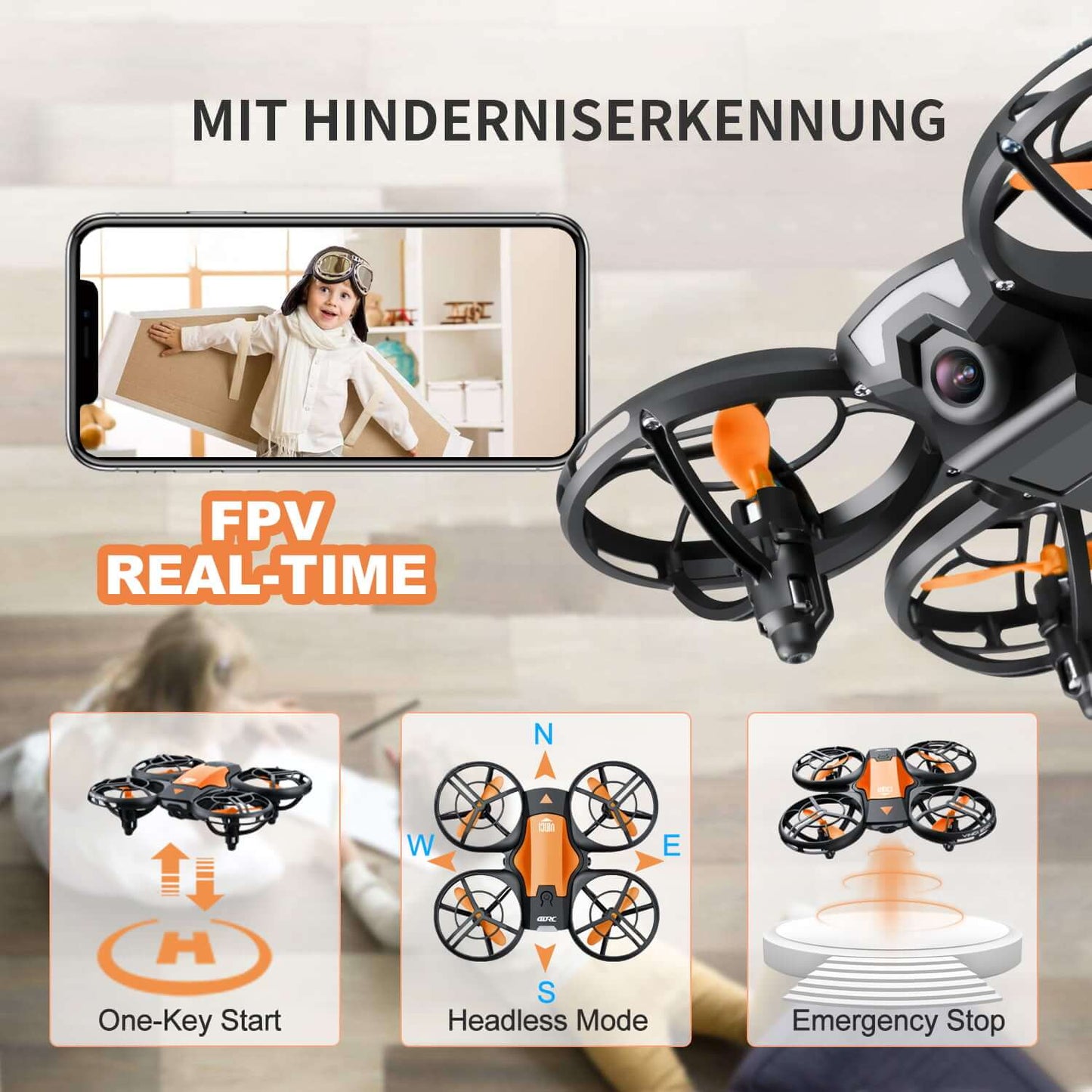 Frendorf | Kamera für Anfänger | Fliegender RC-Quadrocopter mit Gesten- und Mobilsteuerung