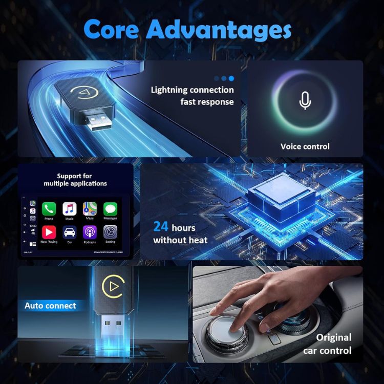 Frendorf | Mini Wireless CarPlay Adapter | Schnelles, stabiles Streaming für 800+ Autos & alle iPhones (iOS 10+)