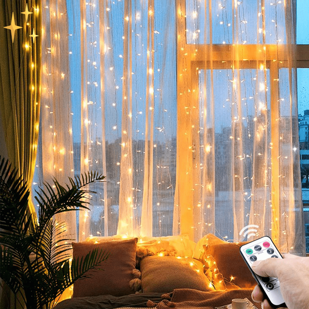 Frendorf | Lampenvorhang mit Fernbedienung und beweglichem Licht für eine warme, sichere Atmosphäre zu Hause
