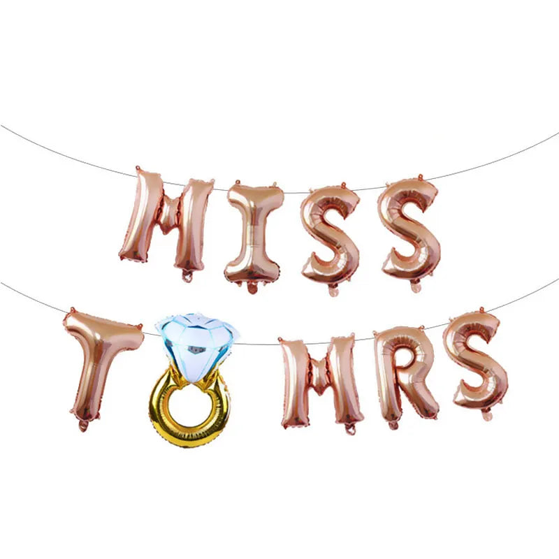 Frendorf | MISS TO MRS Folienballon - Eleganter Mylar-Ballon für Hochzeitspartys, Junggesellinnenabschiede und Hochzeitsfeiern - Langlebig, heliumkompatibel und leicht aufzublasen - Perfekte Partydekoration
